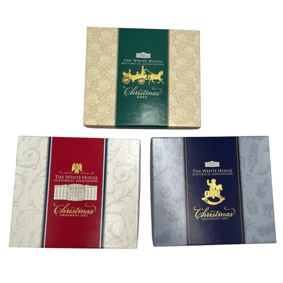 Vtg White House Historical Association Christmas Ornament Lot 2001 2002 2003 Box - Picture 2 of 16